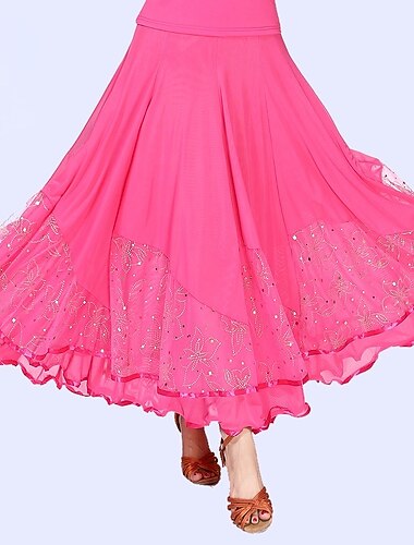  رقص الصالة أزياء الرقص تنانير بتلات شىء صغير براق نسائي التدريب أداء ارتفاع عال تول تيريليني