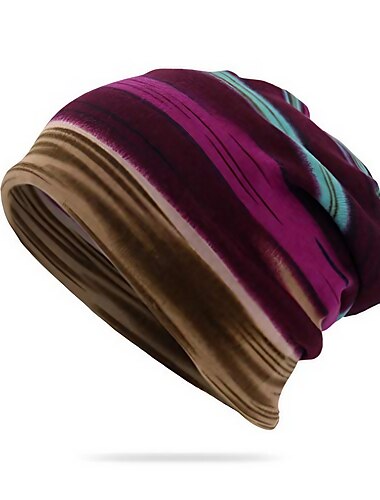  sombrero multiusos unisex de unisex, calentador de cuello, colores contrastantes, rayas, gorro de calavera violeta wwstyu