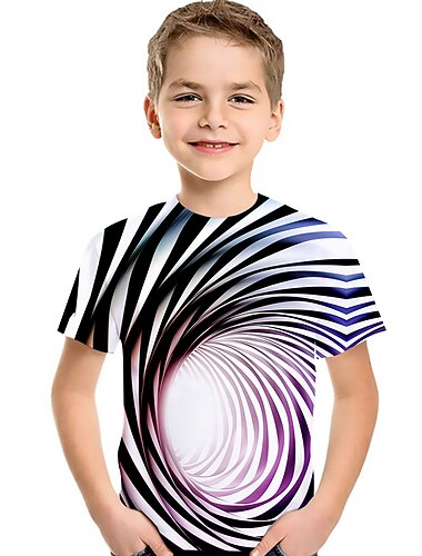  Pasqua Da ragazzo 3D Fantasia geometrica Arcobaleno 3D Print maglietta T-shirt Manica corta Stampa 3D Estate Attivo Sportivo Streetwear Bambino 2-12 anni