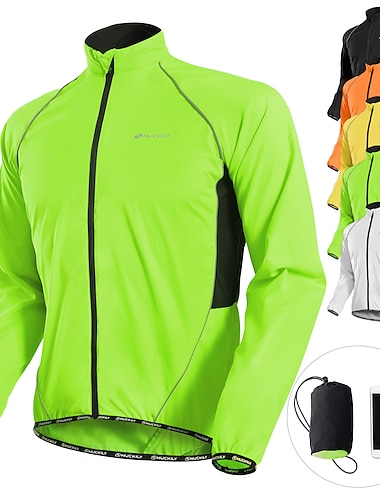  Nuckily Men's Cycling Jacket Rain Jacket Packable Waterproof Windproof UV Protection Bike Jacket Windbreaker Mountain Bike MTB Road Bike Cycling City Bike Cycling Black White Yellow Bike Wear