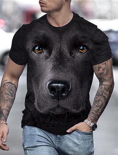  Voor heren Overhemd T-shirt T-shirts dier Hond Ronde hals Lichtgeel Zwart Geel blauw Bruin 3D-afdrukken Grote maten Feest Dagelijks Korte mouw Afdrukken Kleding Streetwear Chique en modern