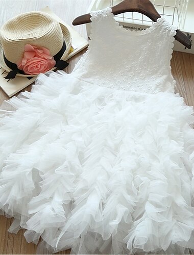  Kinder Wenig Mädchen Kleid Blumen Einfarbig Täglich mit Schnürung Ärmellos nette Art Elegant Kleider Frühling Sommer 2-8 Jahre