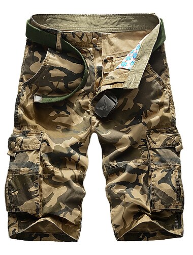  Herren Cargo-Shorts Shorts mit Camouflage-Muster Shorts Wander-Shorts Reißverschluss Mehrere Taschen Tarnung Täglich Ferien Streetwear Stilvoll Armeegrün Khaki Unelastisch