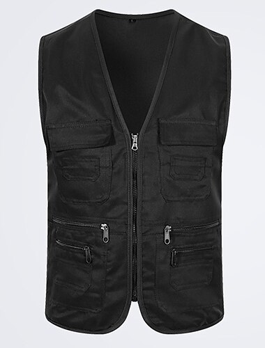  Herren Anglerweste Militärische taktische Weste Weste für Wanderer Ärmellos V Ausschnitt Weste / Fahrradweste Jacke Shirt Außen Atmungsaktiv Rasche Trocknung Leicht Multi Pocket Baumwolle Polyester