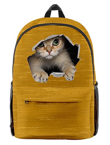  schattige kattenrugzak voor kinderen en tieners - 3D peekaboo kattenprint schooltas met leuk gatenontwerp voor jongens en meisjes