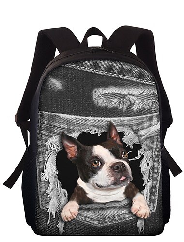  süßer Rucksack mit Welpen-Print und Jeans-Design – Schultasche mit großem Fassungsvermögen für Mädchen, Teenager und Hundeliebhaber, leichte Büchertasche für den täglichen Gebrauch oder auf Reisen