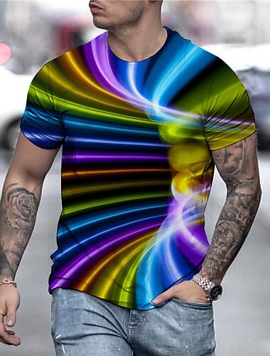  Herren Grafik Optische Täuschung T Shirt T-Shirt Kurzarm T-Shirt 3D-Druck Rundhals Hemd Übertrieben Basic Täglich Grün / Schwarz Hellgrün Rosa Bekleidung Normal S M L XL XXL 3XL 4XL