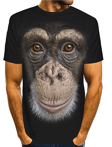  Per uomo Pop art Animali Orangutan Camicia maglietta Magliette Manica corta maglietta Stampa 3D Rotonda Camicia Moderno Divertente Comodo Feste Strada Giornaliero Nero Rosa Marrone Estate
