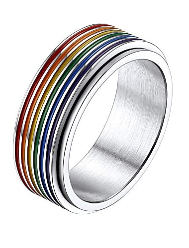  prosteel pride anneaux pour femmes hommes taille 9 en acier inoxydable lgbtq pride rainbow fidget ring