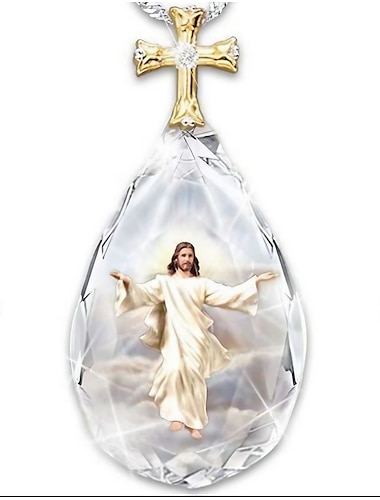  crystal cross necklace two-color pendant  fashion jesus prayer necklace