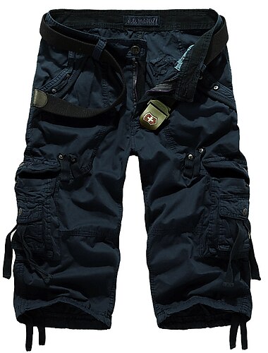  Herren Cargo Shorts Kurze Hosen Kurze Hose für Wanderer Bein Kordelzug Multi Pocket Mehrere Taschen Glatt Atmungsaktiv Draussen Wadenlänge Casual Täglich Strassenmode Stilvoll Schwarz Wein Unelastisch