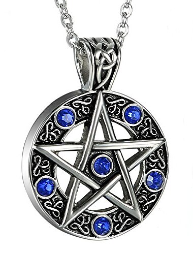  oidea mens stainless steel hollow vitnage star pentagram pentacle pendant necklace,pagan wiccan witch gothic pewter chain included