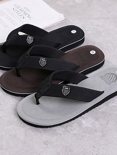  sandales tongs noires pour hommes avec semelle coussinée - chaussures de plage et d'été confortables et décontractées