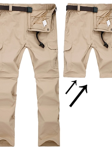  мужские брюки для походов черные брюки брюки-трансформеры однотонные летние на открытом воздухе непромокаемые дышащие быстросохнущие влагоотводящие нейлоновые брюки брюки-трансформеры низ черный армейский
