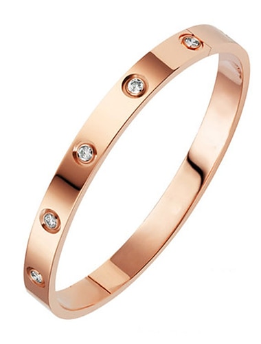  bracelet femme dames classique acier inoxydable cubique zircon incrustation or argent or rose 1 pièce bracelet pour fête cadeaux quotidiens