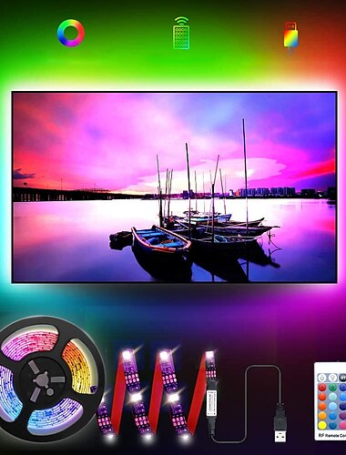  2 m 6.6ft rgb strip verlichting 60 leds 5050 smd 24 toetsen afstandsbediening rgb wit kerst nieuwjaar backlight waterdicht usb aangedreven decoratieve
