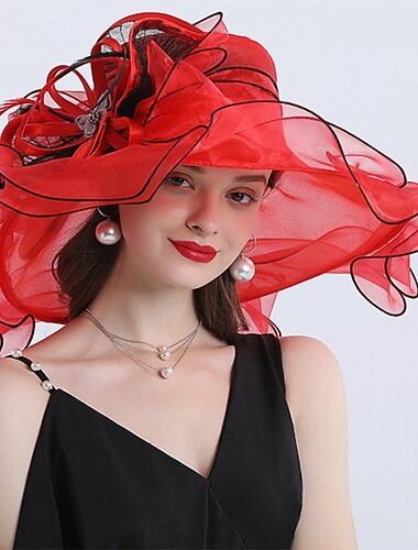  Fascinaattorit Hatut Pääkoristeet Organza  Polyamidi Lippalakki Olkihatun Aurinkohattu Rentoutumisjuhla Ladies Day Melbourne Cup Cocktail Sulalla Koristelu Pääkoriste Hatut Kilpailupäivä Mekko