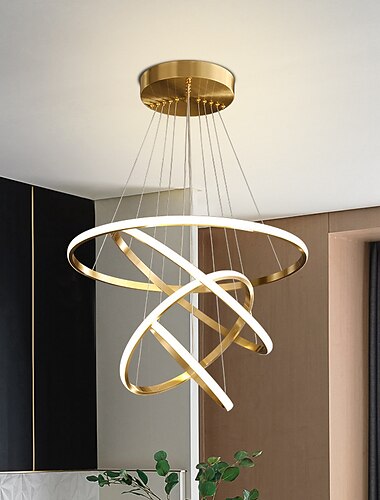  LED Pendelleuchte 4 Ringe 80 cm moderne Kreis Desgin Pendelleuchte Kupfer Messing LED 110-120V 220-240V
