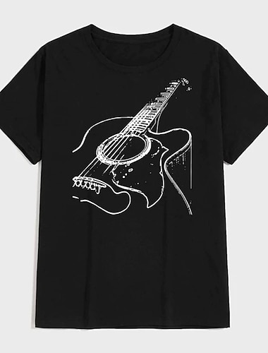  musikfestival Herr Guitarr Skjorta T-shirt Bomull Kortärmad Grafisk Skjorta Mörkgrå Heather Grey Svart Bekväm t-shirt Ledigt Helgdag Modedesignerkläder
