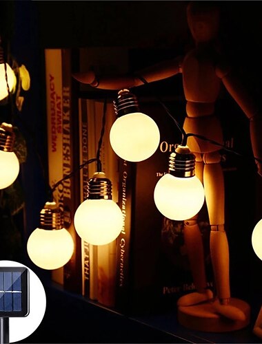  سلسلة أضواء LED تعمل بالطاقة الشمسية لحفلات الزفاف الأنيقة في الهواء الطلق بطول 3.5 متر من G50 لمبة ريترو مقاومة للماء لحديقة خيالية لحفلات الزفاف والشرفة والمقهى ومصباح زينة الكريسماس