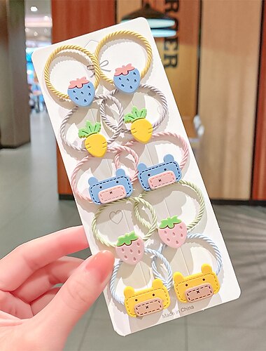  Kinder / Kleinkind Mädchen Haarseil Cartoon zehnteilige süße Haarseil Doppel Pferdeschwanz Haargummi Mädchen hoch elastische Gummiband Haarschmuck