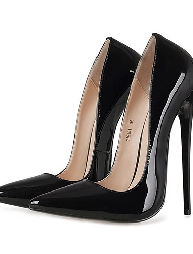  talons aiguilles sexy en cuir verni noir pour femmes - escarpins élégants à bout pointu pour événements et fêtes formelles