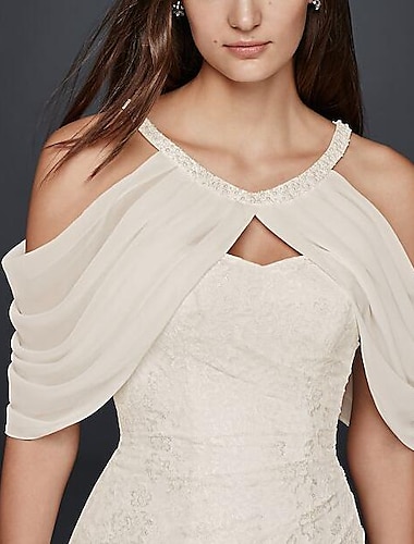  Wickeltücher für Frauen Bolero Elegant Ärmellos Chiffon Hochzeit Schals Mit Pure Farbe Für Hochzeitsfeier Ganzjährig