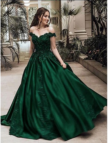  Ball Gown Sparkle Red Green Dress Quinceanera Prom Dress Off Shoulder Sleeveless Floor Length Lace with Appliques 2024