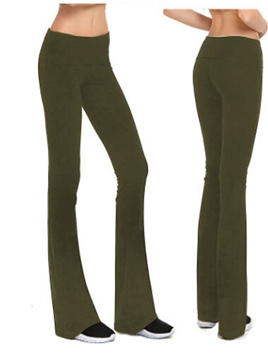  Damen Schlaghose Unterteil schnell trocknend atmungsaktiv weich einfarbig Armeegrün grau Dunkelmarine Elasthan Yoga Fitness Fitnessstudio Training Sommer Sport Activewear dehnbar
