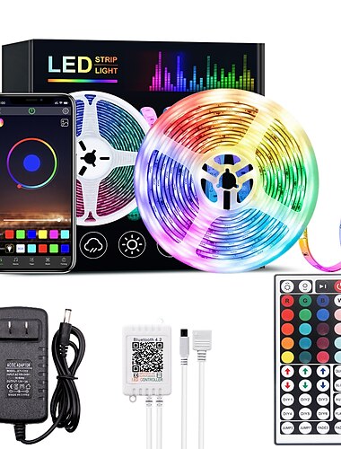  светодиодная лента rgb bluetooth smart app control 5 м 10 м 15 м 20 м 5050smd музыка синхронизация изменение цвета спальня домашнее ТВ подсветка вечеринка украшение