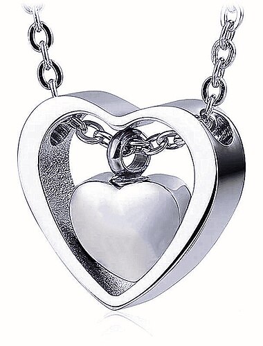  yinplsmory رماد حرق الجثث مجوهرات مزدوجة القلب جرة قلادة للرماد تذكار تذكارية قلادة جرة المناجد للرماد لأحبائهم (الفضة والذهب)