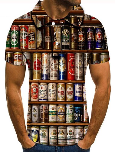  Oktoberfest Herren Golfhemd Bierdruck Kurzarm Tennishemd Grafikkragen Street Casual Button-Down Fashion Tops