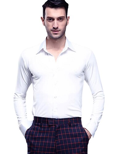  Latin Dance Top Solid Men's Training Performance Long Sleeve Milk Fiber