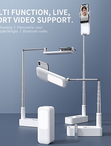  support de téléphone Portable Ajustable Lampe LED Support de téléphone pour Intérieur Bureau Selfies / Vlogging / Diffusion en direct Compatible avec iPad Tablette Tous les téléphones portables