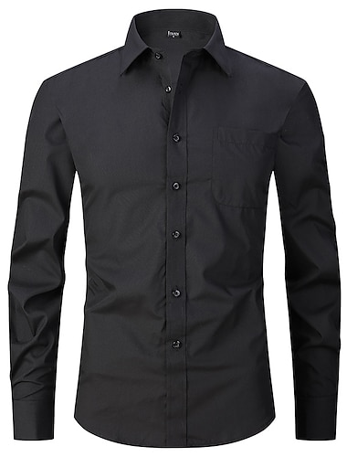  Per uomo Camicia elegante Camicia non stiro Camicia con Colletto Camicia con Bottoni Semplice Matrimonio All'aperto Nero Bianco Blu Viola Manica Lunga Collo ripiegato Estate Primavera Abbigliamento