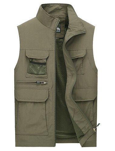 Herren Anglerweste Weste für Wanderer Arbeitsweste Ärmellos Weste / Fahrradweste Jacke Shirt Außen Atmungsaktiv Schnelltrocknend Leichtgewichtig Schweißableitend Militärfarbe Blau Kaki Angeln
