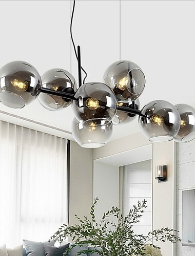  led hanglamp eiland licht zwart brons koper moderne nordic eetkamer slaapkamer kroonluchter minimalistische woonkamer magic bean glas moleculaire bubble kroonluchter 110cm