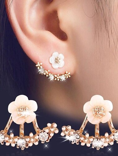  Gänseblümchen Ohrringe weiblich Damen Kristall Blume hinten hängend Ohrschmuck süße Ohrringe für tägliche Geburtstagsgeschenke
