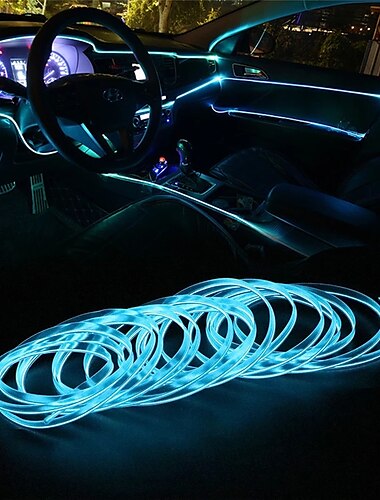  Car EL Wire LED Strip 5M LED Car Lights Atmosphere Light for DIY Flexible AUTO Interior Lamp Party Decoration 12V Neon Strips 2pcs 1pc Set