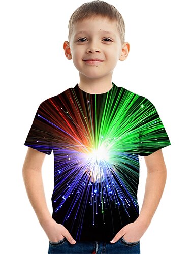  Da ragazzo 3D Pop art Color Block 3D Print maglietta T-shirt Manica corta Stampa 3D Estate Attivo Sportivo Streetwear Poliestere Rayon Bambino 3-12 anni
