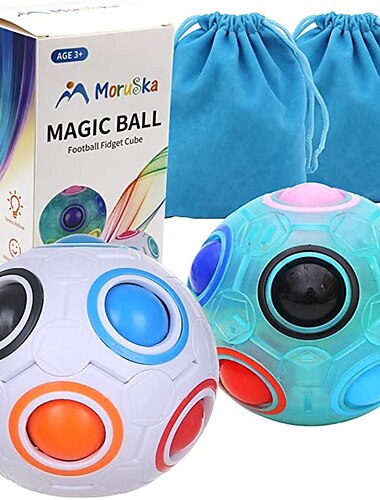  rainbow puzzle ball cube magic rainbow ball puzzle color shift puzzle ball fidget toy stress reliever rompecabezas para festivos y adultos juego de 2