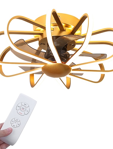  LED Deckenventilator mit hellem Schwarz Weißgold Industrie Deckenventilator versenkbare Flügel Vintage Käfig Kronleuchter Lüfter mit Fernbedienung 5 Stück e26 / e27 Glühbirnen benötigt ac110v ac220v
