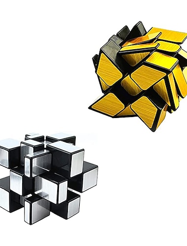  mirror speed cube set magic cube paquete de 2 dismorfismo 3x3x3 mirror golden wheel cube and mirror silver cube twist speed cube bundle juegos de rompecabezas de juguete para niños y niñas y adultos