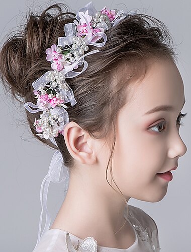  niedliche Prinzessin Hochzeit Kopfbedeckung Blume Hochzeit Haarzubehör Perle Strass Stirnband Braut Hochzeit Diademe für Blumenmädchen und Frauen