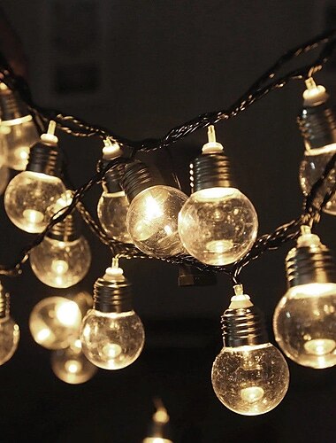  Elegante cadena de luces LED solares para fiestas de recepción de bodas, para exteriores, 3,5 m, bombilla retro G50, luz de jardín de hadas, resistente al agua, para patio, boda, fiesta, terraza,