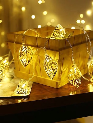  elegante festa di nozze ricevimento ghirlanda di luci a foglia d'oro – 1,5 m 10 led&amp;Luci fatate a batteria da 3 m e 20 LED per il giardino delle feste&amp;arredamento soggiorno