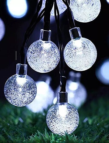  elegáns esküvői fogadás 7 m 50 led napelemes led zsinóros lámpák - vízálló buborékgömb tündér lámpák kertbe, ünnepi dekoráció meleg fehér &amp; színes