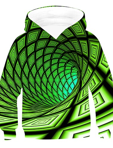  Kindertag Jungen 3D Hahnentrittmuster Kapuzenpullover Langarm 3D-Druck Aktiv Basic kinderkleidung