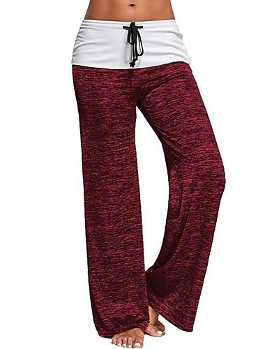  Hose mit weitem Bein für Damen mit Kordelzug im Patchwork-Stil im Yoga-Stil für das Fitnessstudio Workout-Unterteile Farbblock Schwarz Grün Grau Sport Activewear / Athletic / Athleisure
