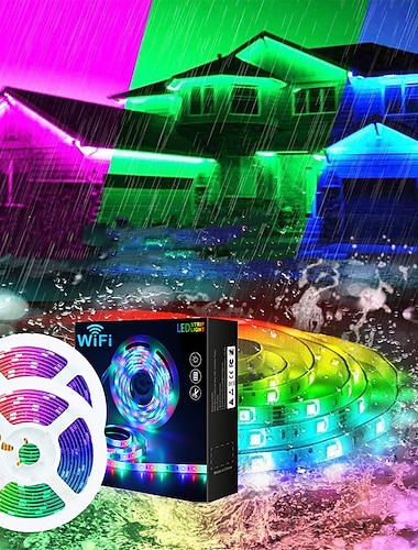  smart smd 5050 led strip light wifi app rgb control music sync fonctionne avec alexa google 2x7.5m 50ft couleur changeante maison cuisine tv party avec 24 touches sensible à distance micro intégré